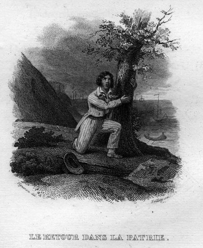 Le retour dans la patrie Chanson de Beranger v „“Oeuvres Completes““ (1834) Pierre Jean de Beranger (1780-1857), francouzský básník a skladatel. od French School