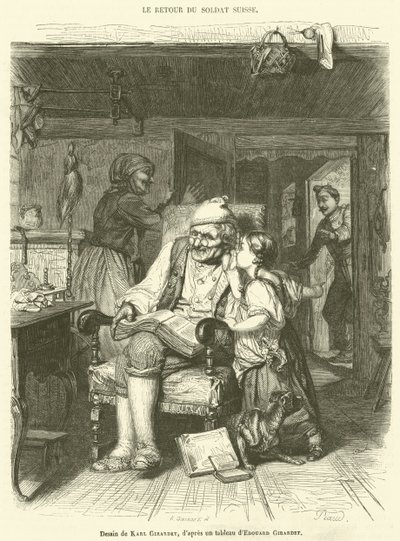 Návrat švýcarského vojáka (rytina) od French School