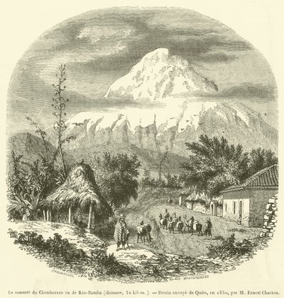 Vrchol Chimborazo při pohledu z Rio-Bamba, vzdálenost, 32 kilometrů (rytina) od French School