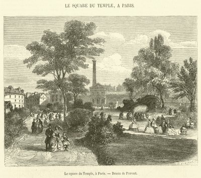 Le square du Temple, Paříž (rytina) od French School