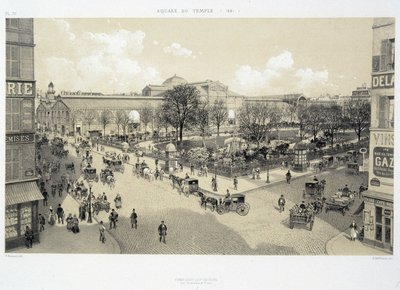 Le square du temple en 1881 – v „Paříži v průběhu věků: le temple et la rue Royale“, konec 19. století od French School