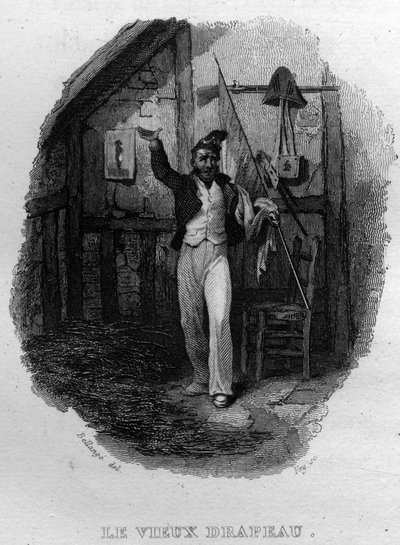 Stará vlajka Chanson de Beranger v díle „Práce dokončují“ (1834) od Pierra Jeana de Berangera (1780-1857), francouzského básníka a skladatele. od French School