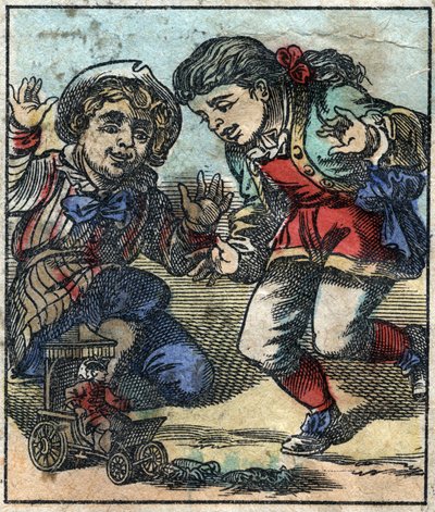 Lemuel Gulliver je používán jako hračka obřími dětmi z Brobdingnagu. Ilustrace pro „“ Gulliver