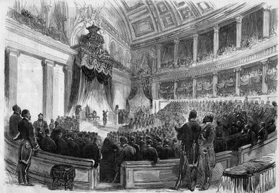 Leopold II. (1835-1909), král Belgičanů, složil v roce 1865 přísahu před velkými orgány státu. od French School