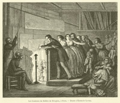 V zákulisí divadla Seraphin, v Paříži (rytina) od French School