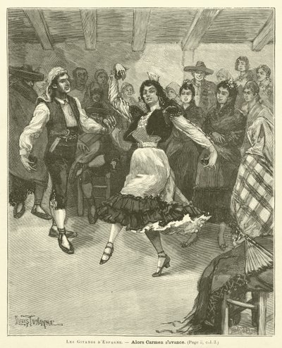Gitanos ze Španělska (rytina) od French School