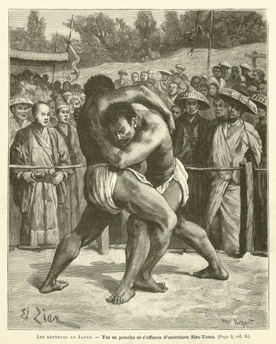 The Wrestlers In Japan (rytina) od French School