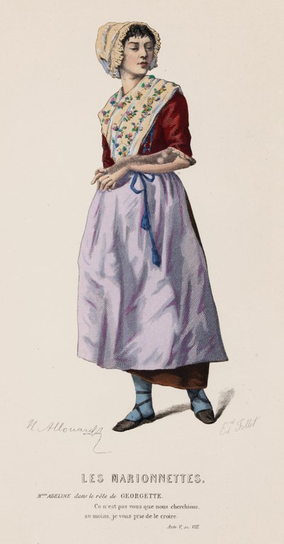 The Puppets, Act V, Sc VIII (barevná rytina) od French School