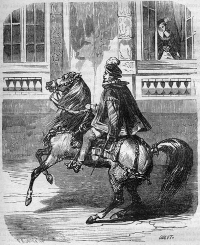 Lásky krále Jindřicha II. (1519-1559) a Diane de Poitiers (1499-1566). rytina v „Dějinách prostituce a zhýralosti u všech národů světa od starověku až po současnost“ od Dr. Th. -F. Debray od French School