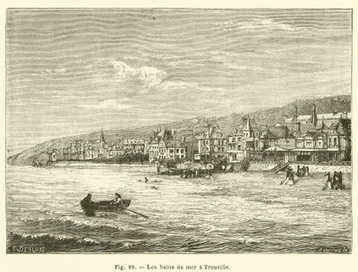 Mořské koupání v Trouville (rytina) od French School