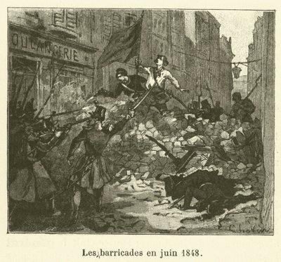 Barikády v červnu 1848 (rytina) od French School