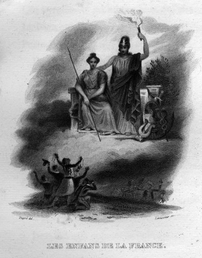 Děti Francie Song de Beranger v „Oeuvres Completes““ (1834) od Pierra Jeana de Berangera (1780-1857), francouzského básníka a skladatele. od French School