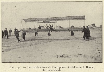 Zkušenosti arciděkanského letadla na Bercku, start (rytina) od French School