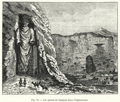 Bamijští obři v Afghánistánu (rytina) od French School