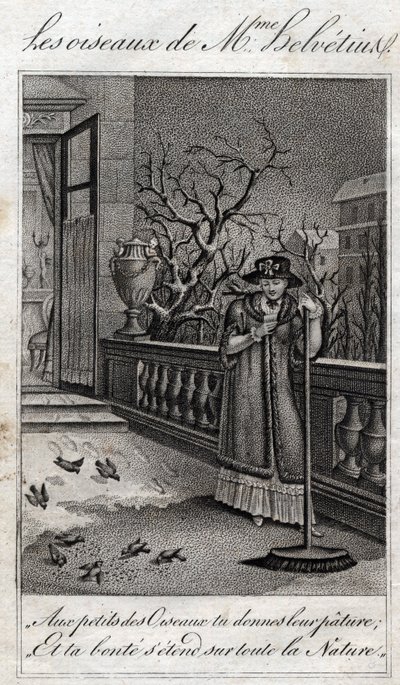Ptáci Madame Helvetius (Anne Catherine Helvetius) v „Rady mé dceři“ od Jeana Nicolase Bouillyho (1763-1842). 1820. Soukromá sbírka. od French School