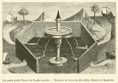 Čtyři velké řeky pozemského ráje, Mimature of the Book of Wonders, Mandeville