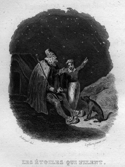 Hvězdy, které točí Chanson de Beranger v „“Oeuvres Completes““ (1834) od Pierra Jeana de Berangera (1780-1857), francouzského básníka a skladatele. od French School