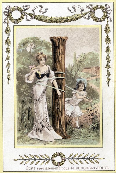 Dopis představující hru matky a dcery, konec 19. století (chromolitograf) od French School
