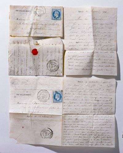 Dopisy zaslané do Paříže balónem během obléhání v roce 1871 od French School