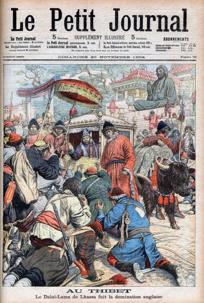 Lhasský 13. dalajlama (Thubten Gyatso) (1876-1933) prchající nad anglickou nadvládou v „Le Petit Journal“ z 20. listopadu od French School