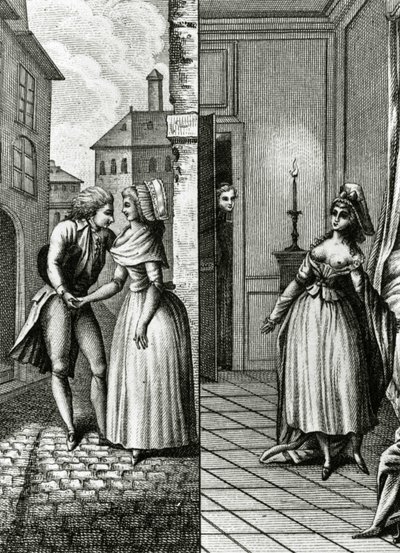 Osvobození - v „Děje po dni ženy z Francouzské republiky“, Restif de La Bretonne (1734-1806), Ženeva 1791-1794. od French School
