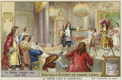 Liebigova karta s francouzským divadlem za vlády Ludvíka XIV od French School