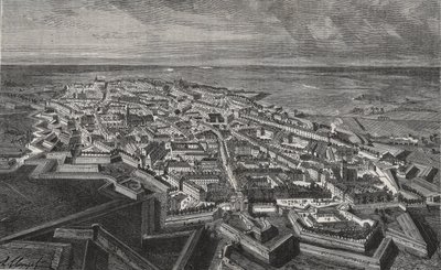 Město Lille na severu Francie – rytina „La France illustree: geographie, histoire, administration statistique“ od V.A. Sladově hnědá. 1884 od French School