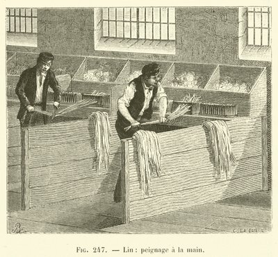 Len, ruční česání (rytí) od French School