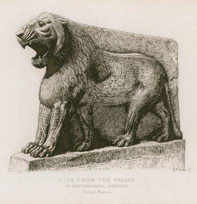 Lev z paláce Ashurnasirpal, Nimrud, Britské muzeum od French School