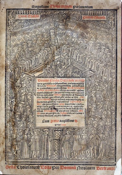 Litera spravedlnosti v parlamentu v Toulouse v knize "De Tholosanorum Gestis", Nicolas Bertrand, Toulouse od French School