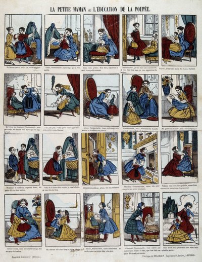 Malá maminka „“Výchova panenky“. Obrázek Epinal, sd. 19. století. od French School