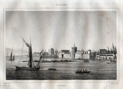 Livorno - Livorno - Toskánsko - Rytina z “” Malebné Itálie”” od M. de Norvinse, Ch. Nodier 1834-1836. od French School