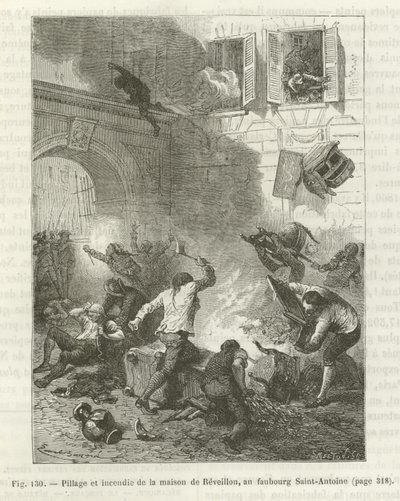 Vyrabování a vypálení domu během francouzské revoluce od French School