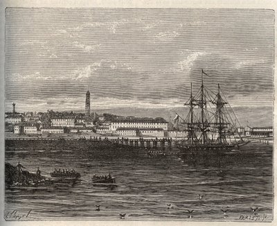 Lorient - Morbihan v regionu Bretaň - rytina v „La France illustrée: geografie, historie, statistická správa“ od V.A. Malt-Brown. 1884 od French School