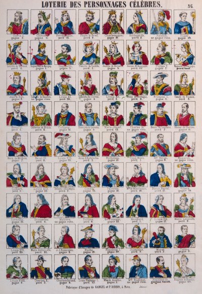 Loterie slavných osobností, vydal Gangel & P. Didion, Metz, cca 1870 od French School