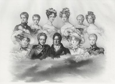 Louis-Philippe I a jeho rodina v roce 1830 (rytina) od French School
