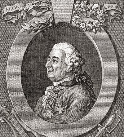 Louis-Élisabeth de la Vergne, hrabě de Tressan, 1705-1783. Francouzský voják, lékař, vědec, medievalista a spisovatel. Z knihy Les Heures Libres vydané v roce 1908. od French School