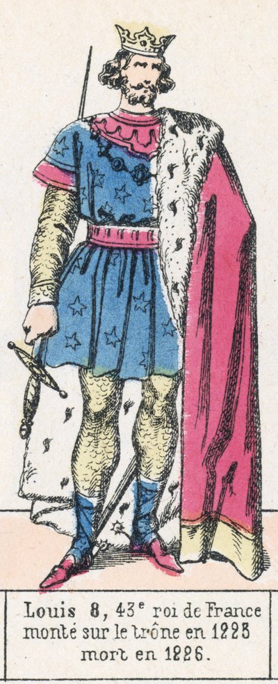 Ludvík 8, 43. král Francie, nastoupil na trůn roku 1223, zemřel roku 1226 (barevná rytina) od French School