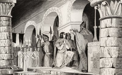 Louis III (863-82) a Carloman (865-84) korunováni společně, z „Histoire de France“ od Colarta, vydaného kolem roku 1840 od French School