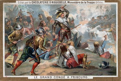 Louis II Bourbonský, princ z Conde (Bourbon-Conde), známý jako Le Grand Conde, v bitvě u Fribourgu v roce 1644. Chromolitografie 19. století. od French School