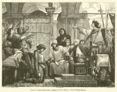 Louis IX a Enguerrand de Couci (rytina) od French School
