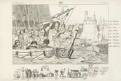 Ludvík IX. Francouzský vedl útok na Damiettu v Egyptě, 7. křížová výprava, 1249 od French School