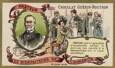 Louis Pasteur , francouzský chemik a mikrobiolog (chromolitho) od French School