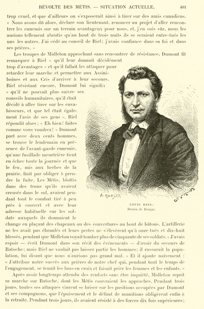 Louis Riel , kanadský politik a vůdce lidu Metis z kanadských prérií od French School