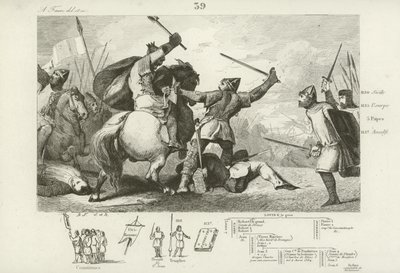 Ludvík VI. Francouzský bojující proti Angličanům v bitvě u Brenneville, 1119. od French School