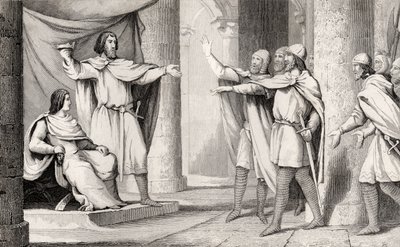 Louis V (967-87), povaleč ukazuje svou korunu svým následovníkům, z „Histoire de France“ od Colarta, vydaného kolem roku 1840 od French School