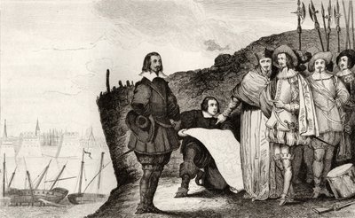 Ludvík XIII. (1602-43) při obléhání La Rochelle v říjnu 1628, z „Histoire de France“ od Colarta, vydaného kolem roku 1840 od French School