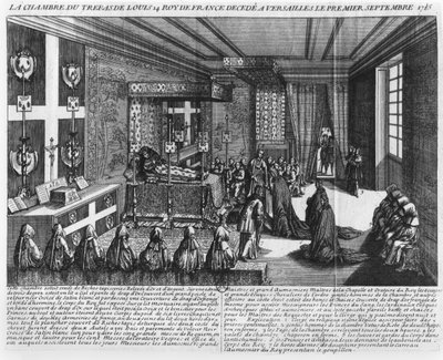 Ludvík XIV. (1638-1715) na smrtelné posteli ve Versailles, 1. září 1715 od French School