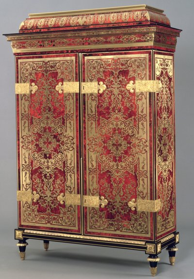 Louis XIV Armoire, c.1710 (červená želvovina s mosazným vykládáním) od French School