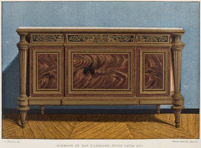 Komoda Ludvík XVI. jako dno skříně, ilustrace z Dictionnaire de lameublement et de la decoration od Henryho Havarda, svazek 1, deska 54, Paříž, Maison Quantin, 1878 od French School